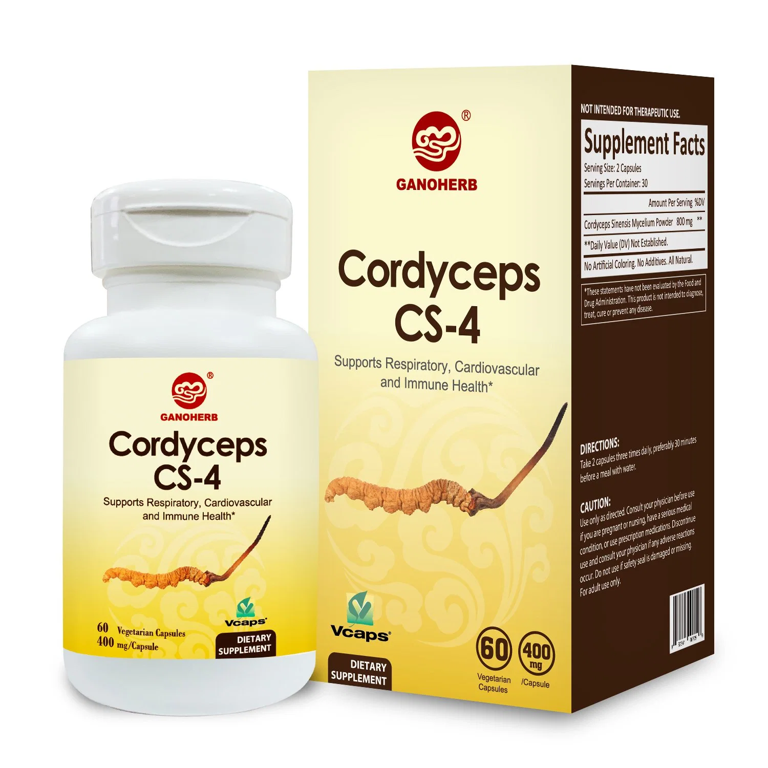 No OMG Pure CS-4 Cordyceps Libre de Gluten de Cordyceps sinensis Extracto de hongos suplemento de 400 mg 60 cápsulas China fabricante OEM