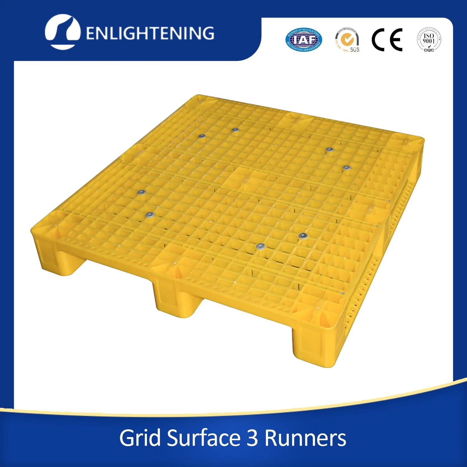 1200X1000X150mm Heavy Duty One Side with Grid Surface Stacking Plastic Pallet for Transportation