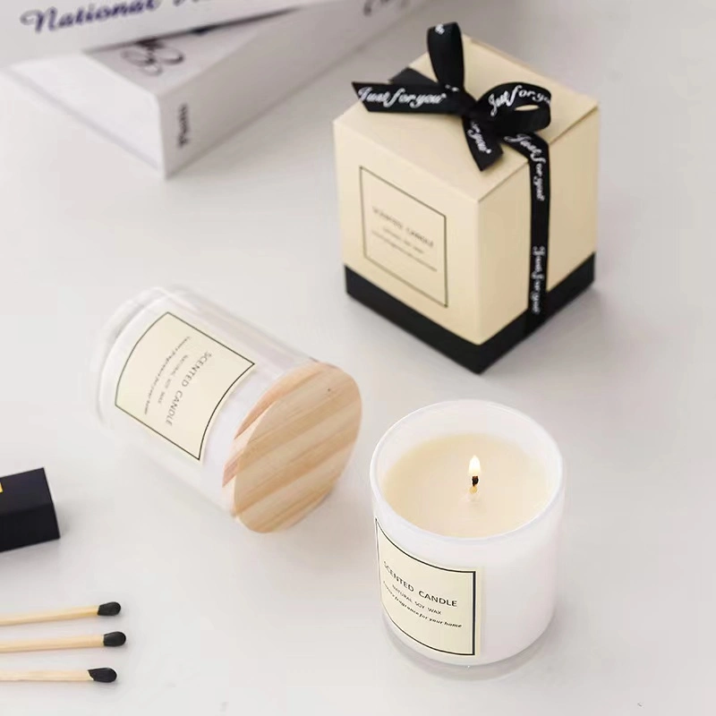 Design Premium Soy Wax Wood Wick Aromatherapy bougies décor d'accueil Ensemble cadeau de luxe avec bougie parfumée et étiquette privée