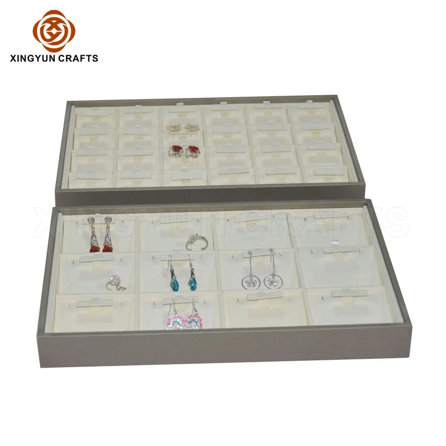 High Quality PU Jewelry Display Tray Strong Ring Pendant Bracelet Display Trays Wood Gift packaging Display