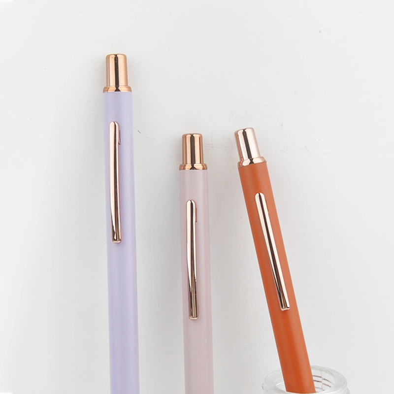 OEM Office Supplier Custom Promotional Rose Gold Slim Metal Pen