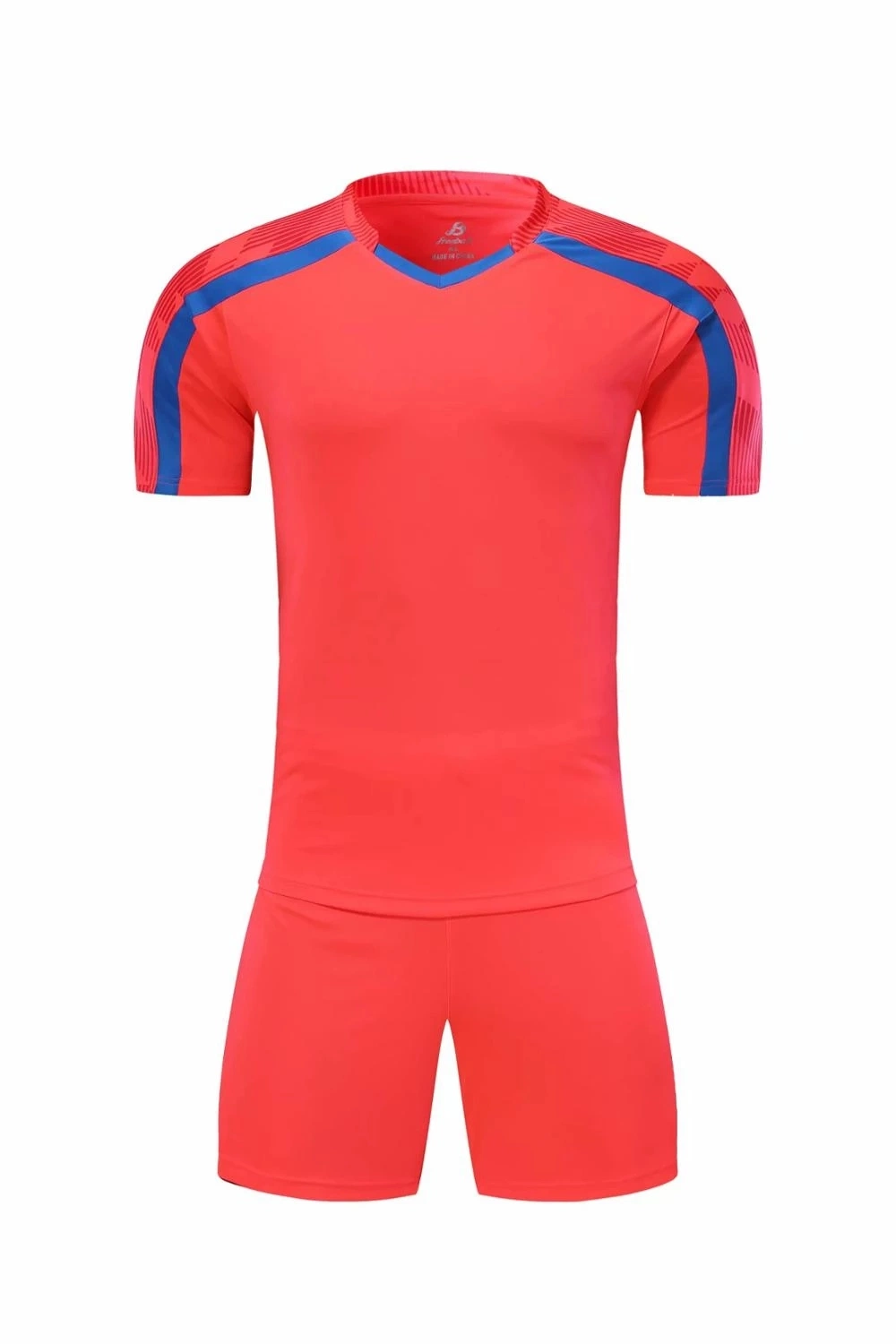 Men Short Sleeve Red Soccer Jersey Set Green Football Uniform Blue Kids Soccer Shirt Customized Name Number