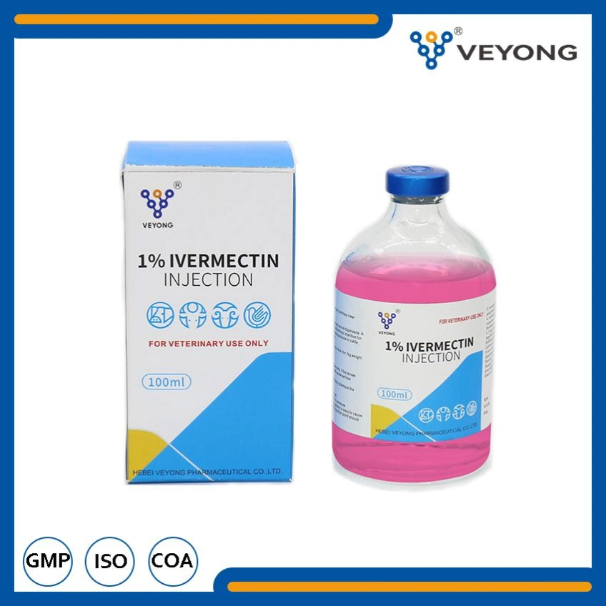 Veterinary Medicine 10mg/Ml Pink Solution Ivermectin Injection Pharmaceutical Companies 100ml Glass Bottle