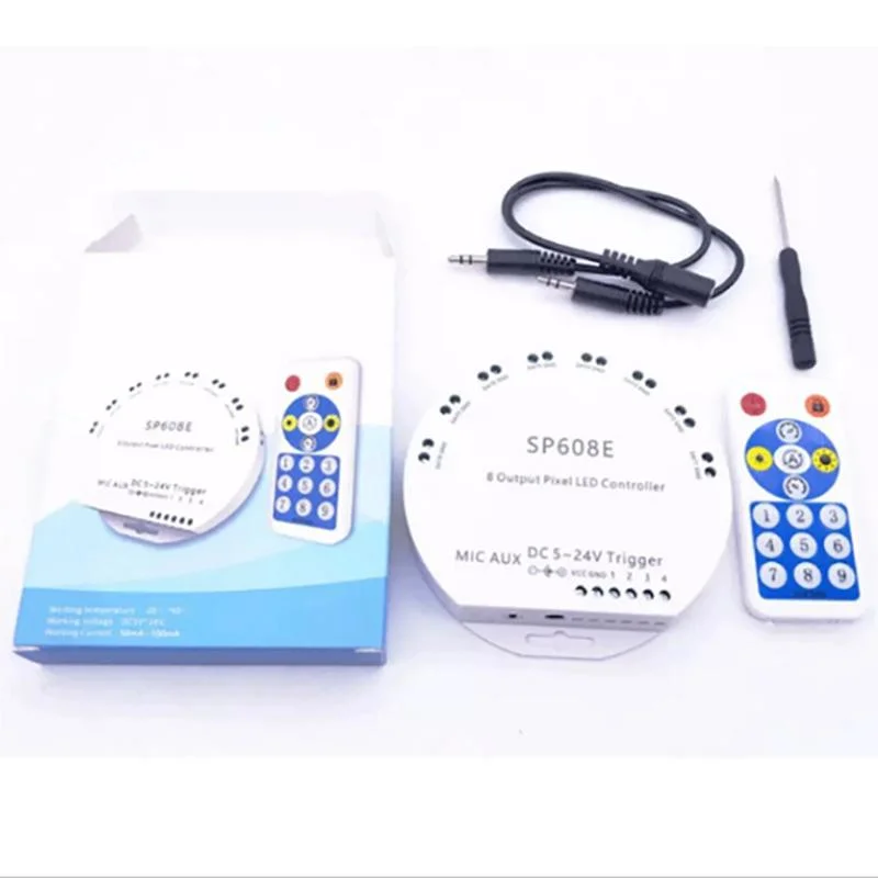 Sp608e 8 Channel Signal Output Remote Controller Ios Android Blue Tooth APP Controller for Ws2811 Ws2815 Addressable LED Strip