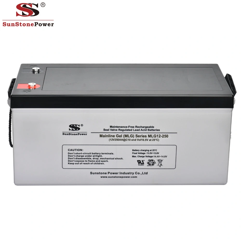 Bateria recarregável Bateria de chumbo-ácido selada marca Sunstone 12V 250 Ah bateria solar
