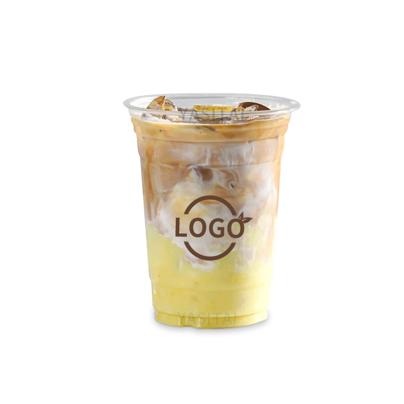 Take Away Tasse Milch Tee Kaffee Haustier Kunststoff Tassen Einweg Transparent Boba Cups Getränkeverpackung für kalten Saft