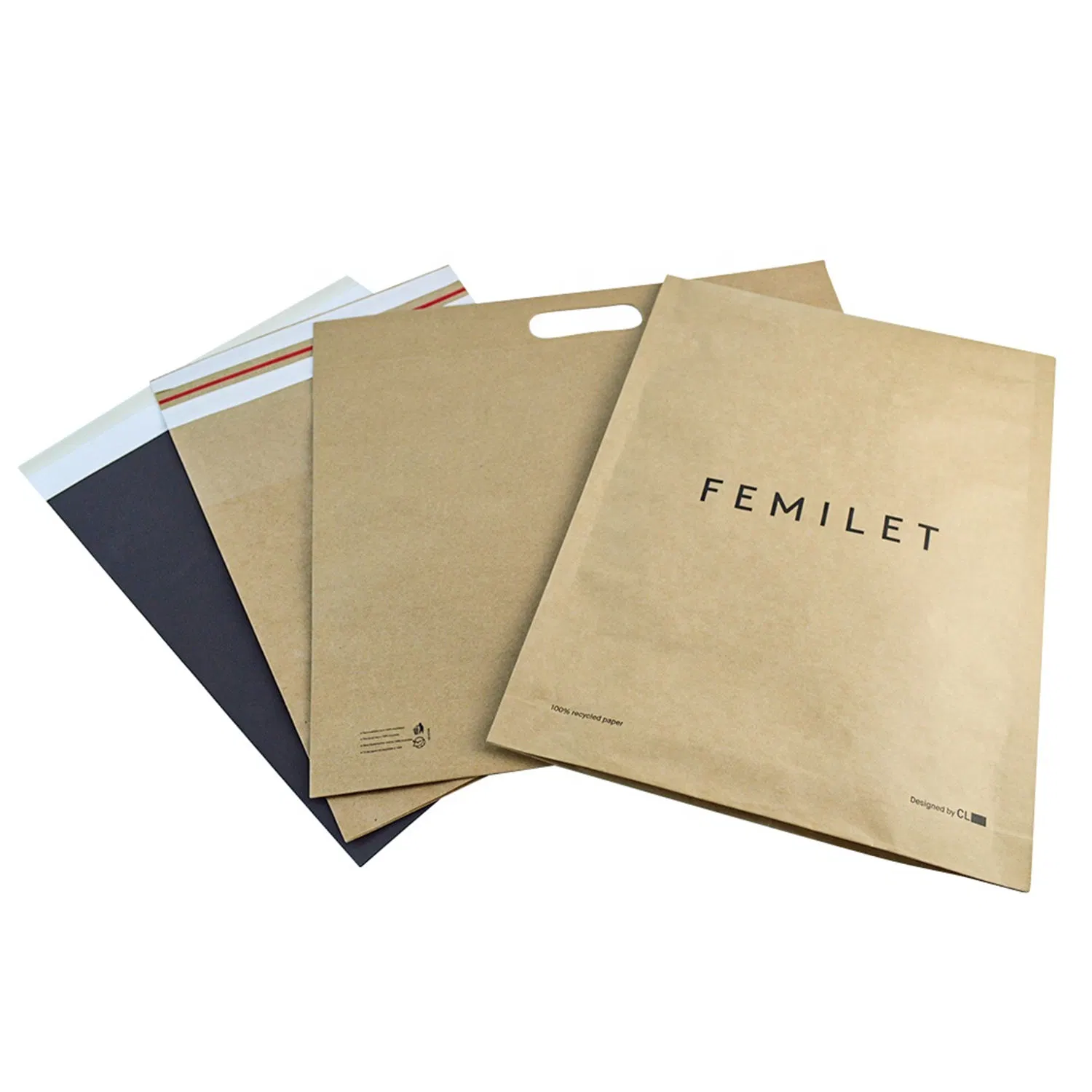 Custom Print Compostable Brown Envelopes Bubble Express Mailer Bags Kraft Paper Gift Packaging Packing Bag