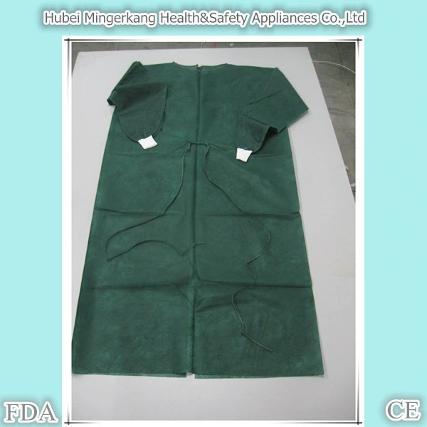 Disposable PP Nonwoven Plastic Surgical Gown with Knitted Cuffs