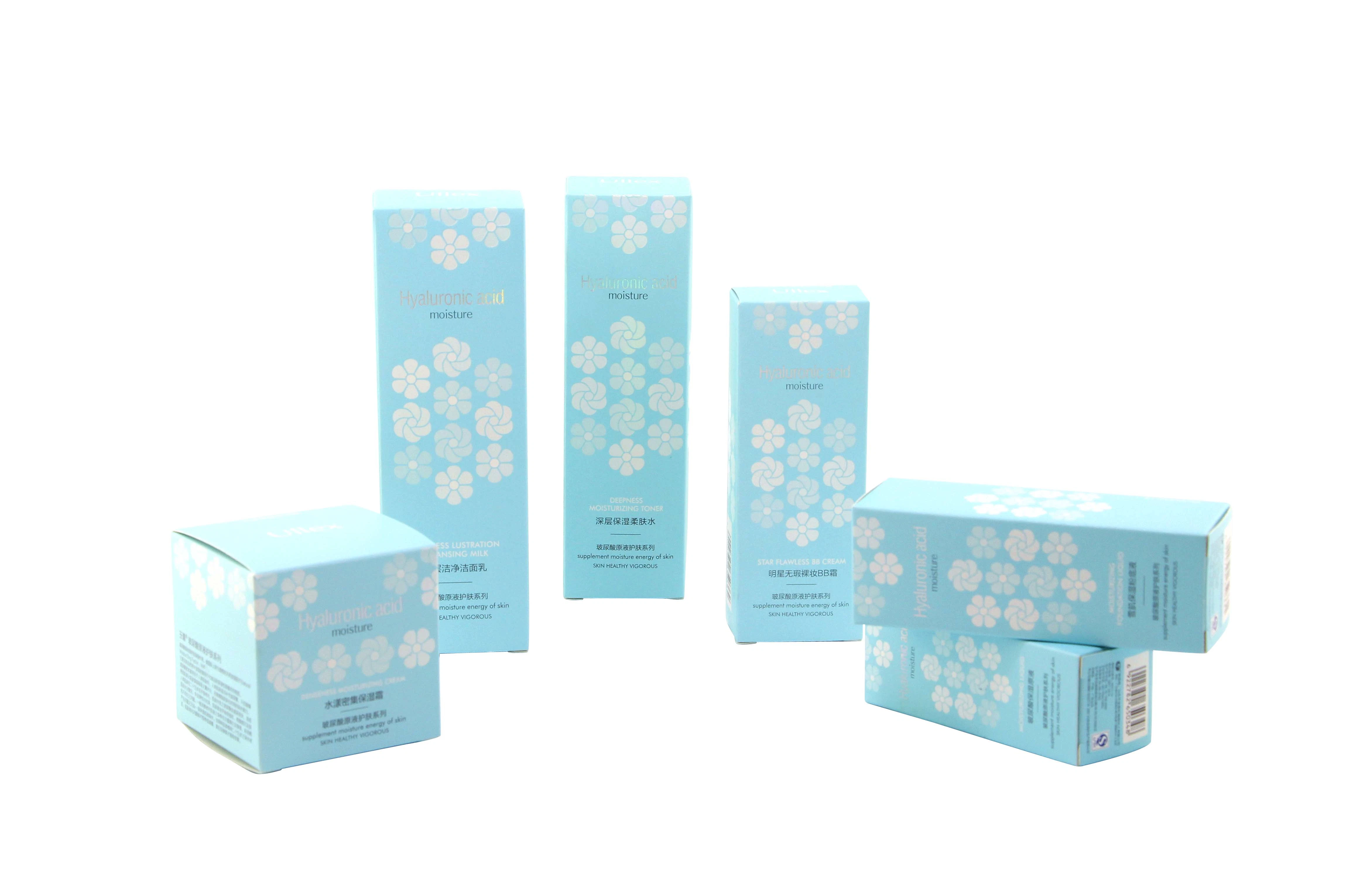 Promoção cartão Whitecard plano Embalagem de papel impressão caixa Cosmetic Gift Caixa dobrável fácil