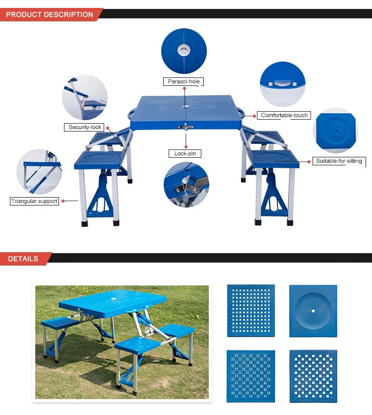 Leisure Folding Tables and Chairs Set Plastic Blue Restaurant Furniture