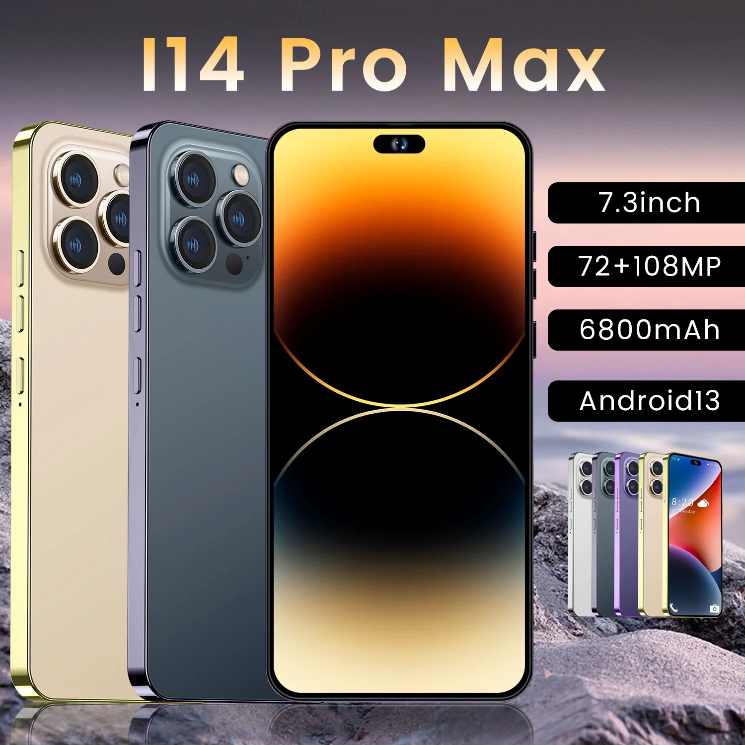 Viqee Handys heißen Verkauf brandneue Smart Mobile Phone Modell I14PRO Max 3GB+32GB Android Handy, OEM / ODM bereit auf Lager