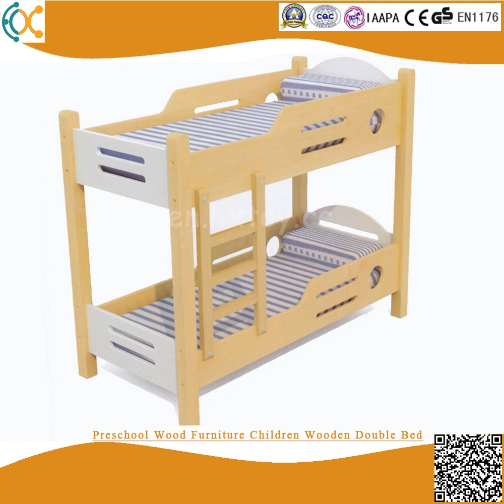 Preschool Wood Furniture Children Wooden Double Bed