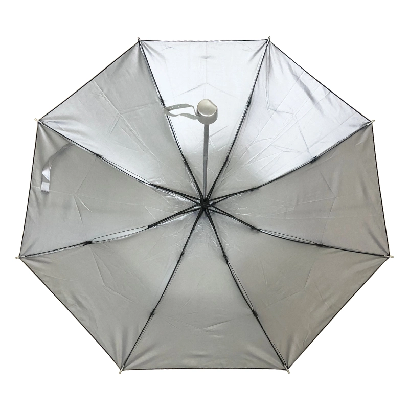 Personnalisation de base Vente en gros cadeau promotionnel verre d'argent réversible couché 3 Pliez un parapluie bon marché fabriqué en Chine