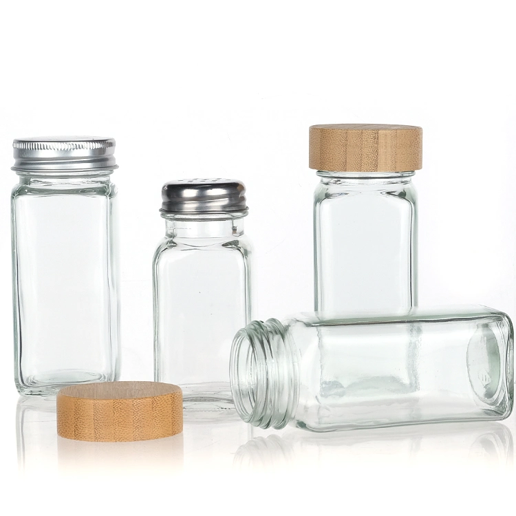 Free Sample 4 Oz Transparent Storage Bottle Spice Bottles with Bamboo Lid