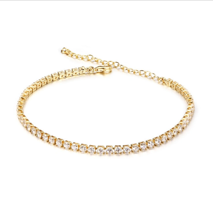 Fashion Stainless Steel Gold Plated Necklace Bracelet Anklet Fashion Jewelry with Shiny Rhinestone Crystal