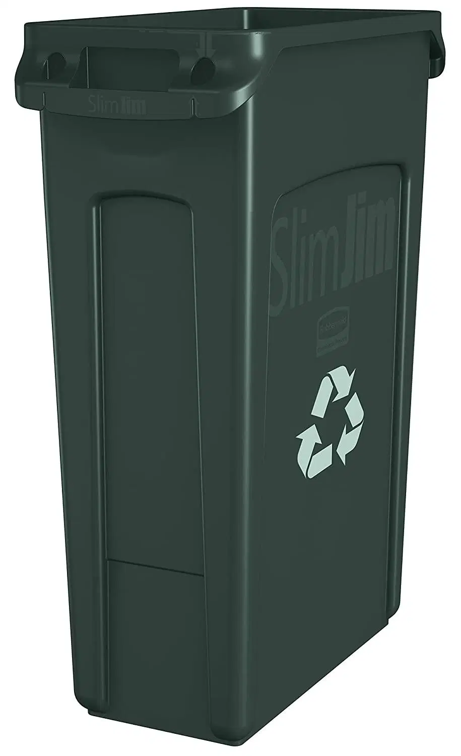 Commercial Products Slim Jim Plastic Rectangular with Venting Channels Garbage Trash Can