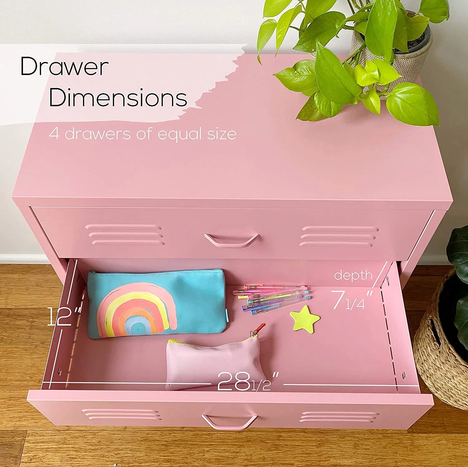 Modern Locker Style Chest of Drawers Metal Storage Drawers Ideal as Dressers for Nursery