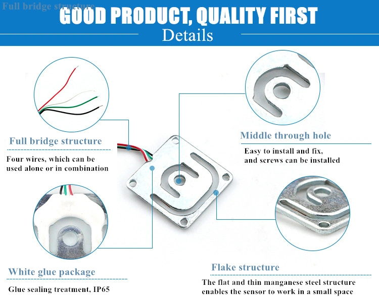 Fabricante China pequeña estructura de puente completo MOQ 4 hilos cuerpo Indicador de tensión de escala de células de carga 10/30/50/75kg (GML670)