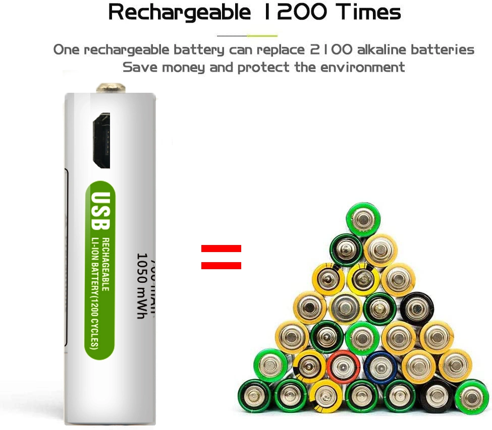 Batterie rechargeable intégré USB 1,5V AA Batterie au lithium