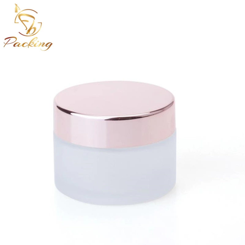 Wholesale/Supplier Empty Cream Bottle OEM Colorful 50ml Matte Frosted Glass Cream Jar with Aluminum Cap