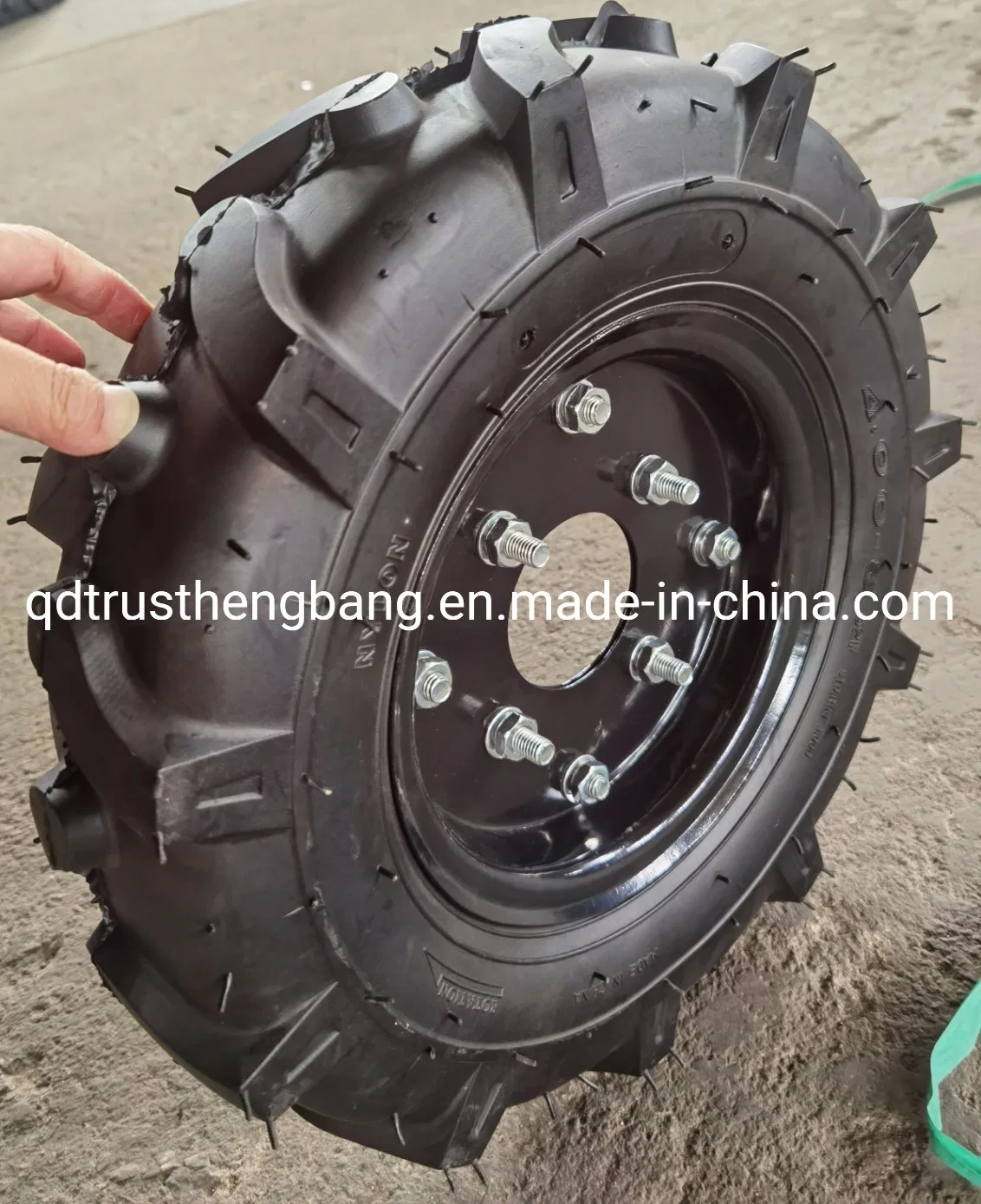 4.00-8, 4.00-10 rueda neumática para mini tractor caminar cultivadores lanza los cultivadores de la rueda de macollos potencia del motor para la granja