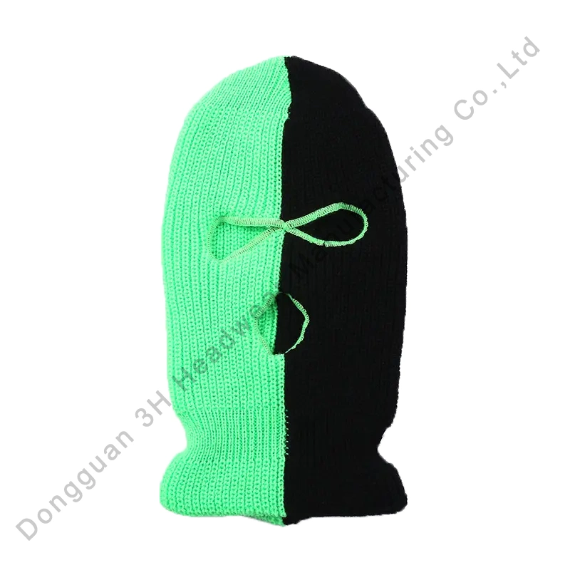 Fabricante Diseñador 3 agujero Máscara de esquí punto grueso Gorras de invierno Personalizada dos tonos Balaclava Beanie sombreros