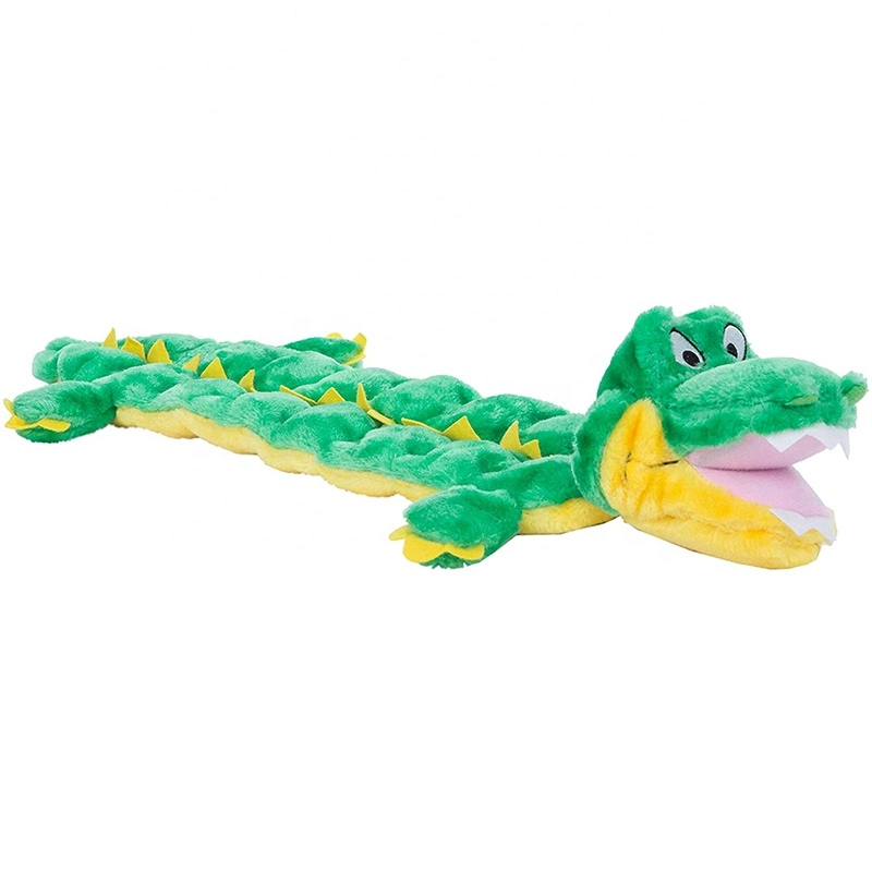 Eco-Friendly Custom No Stuffing Crocodile Puppy Toy Squeaky Plush Dog Pet Toys