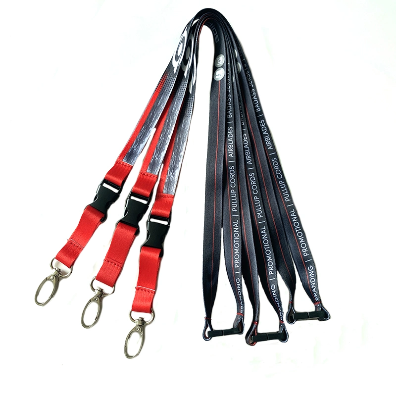 High quality/High cost performance Recycled Fabric Printed Release Buckle Lanyard with Metal Lobster Clip