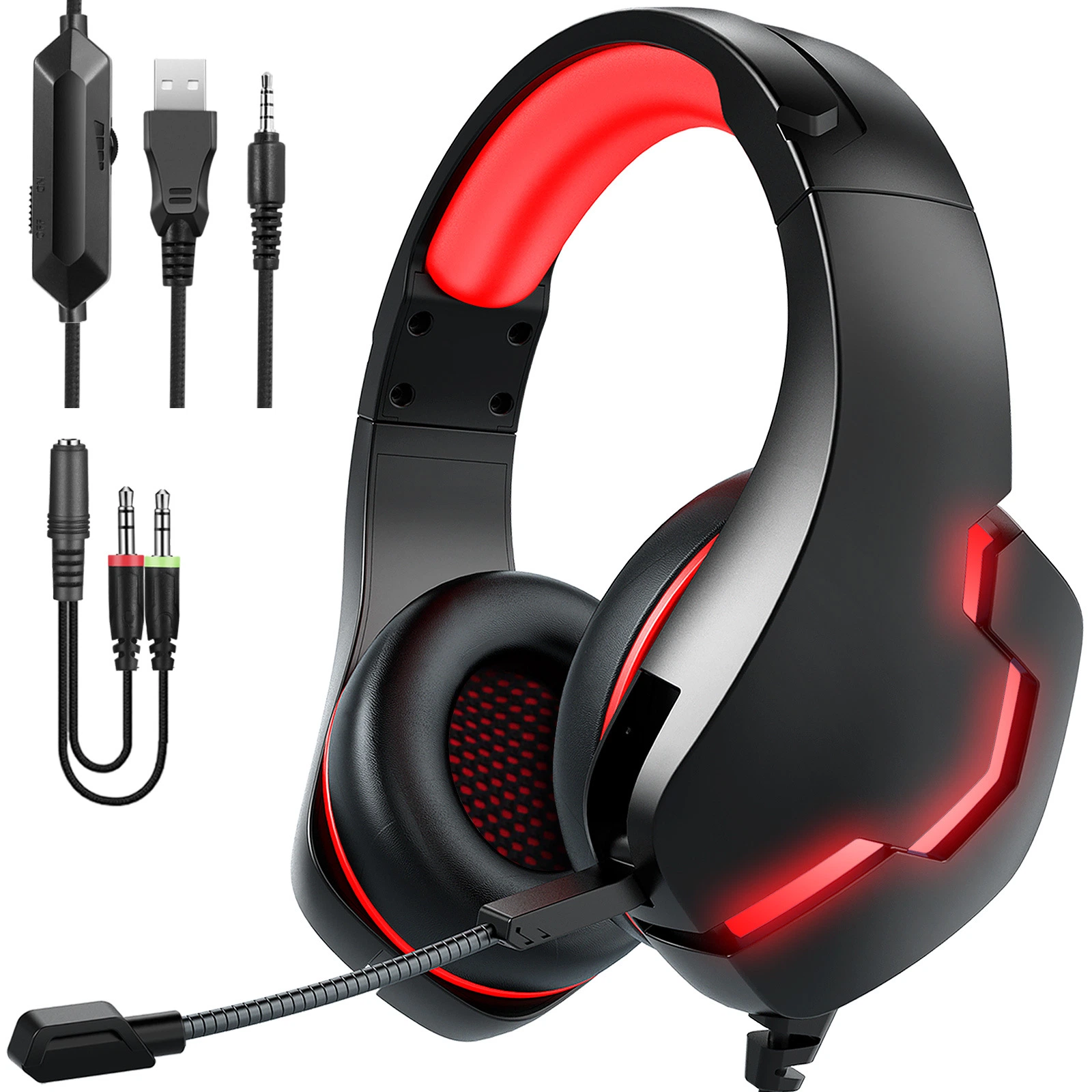 2022 New E-Sports Wired Gaming Headset Headphone with Microphone Colorful Glow LED Computer Headphones Earphone