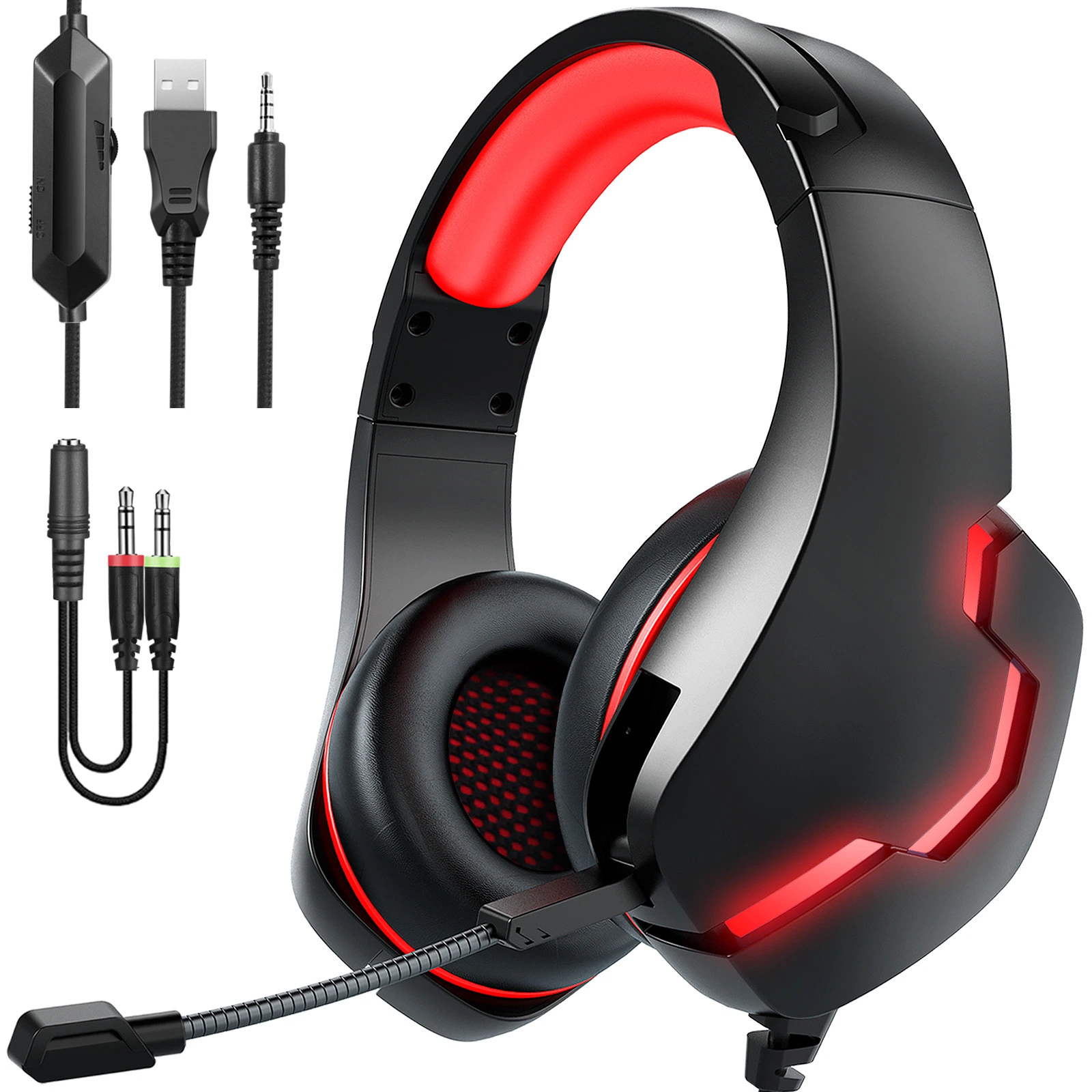 2022 Nouveau casque de jeu filaire E-Sports casque avec microphone coloré Écouteurs pour ordinateur LED phosphorescents