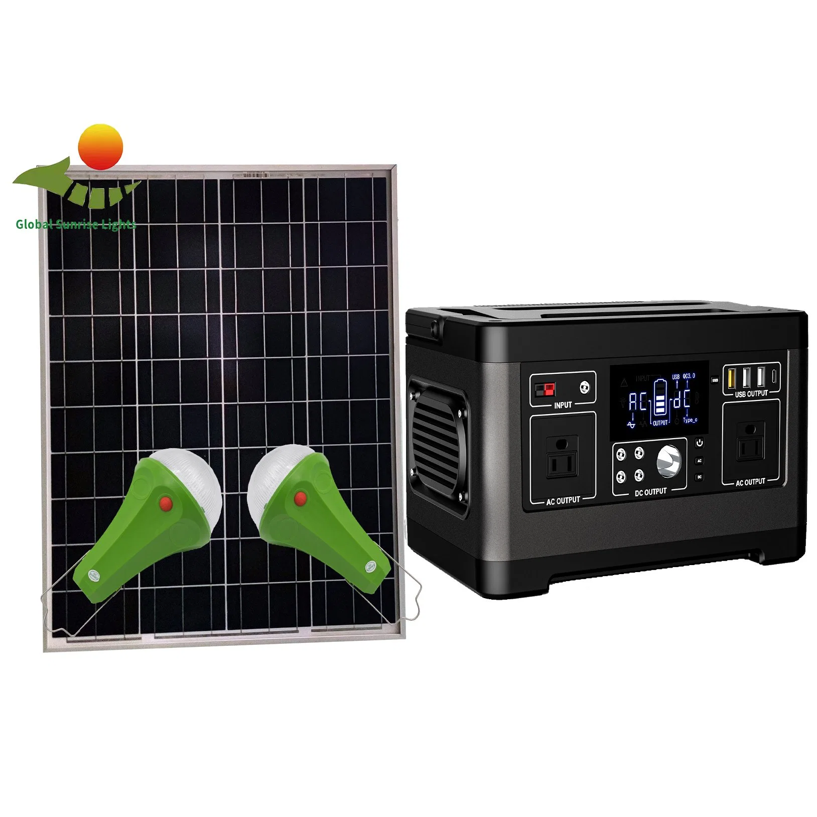 500W onduleur solaire portable transporter ordinateur TV LED Solar Kit de ventilateur avec appareils électroménagers Carrt de sortie CC