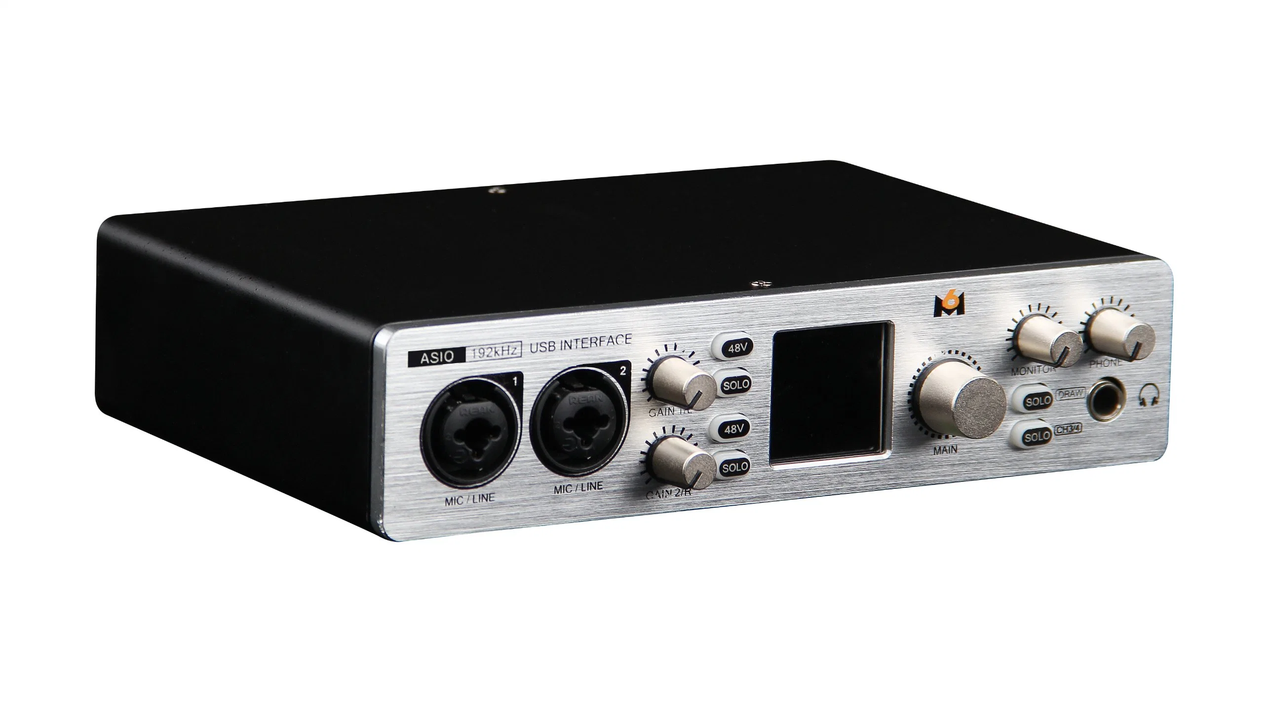 Fábrica de portátil Hot-Sale M2.4.6 La tarjeta de sonido Estudio de grabación de la interfaz de audio XLR hembra de audio de la interfaz de alimentación USB