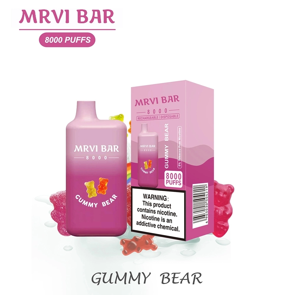 Горячие продажи Mrvi Bar 8000 Puffs16ml E-Liquid 10 вкусы 5% Одноразовый стилус NI