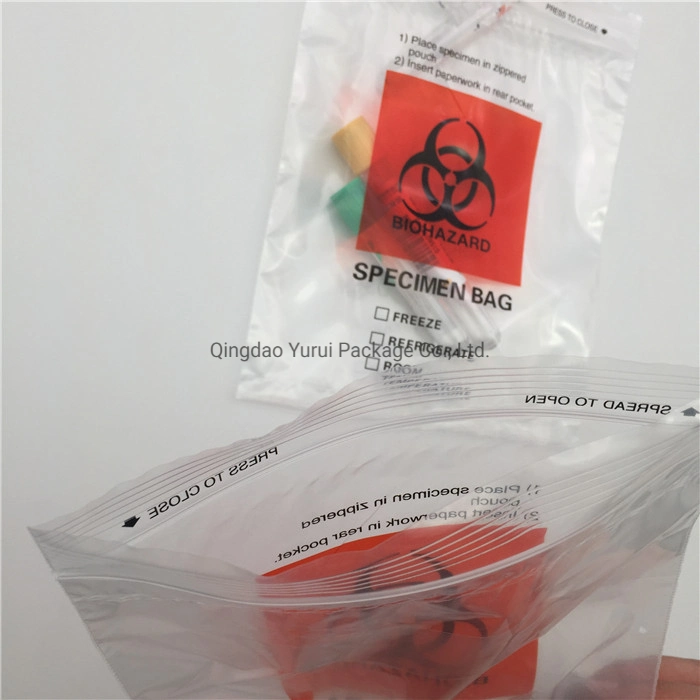 PE Zip Lock Packaging Specimen Security Bag for Laboratory