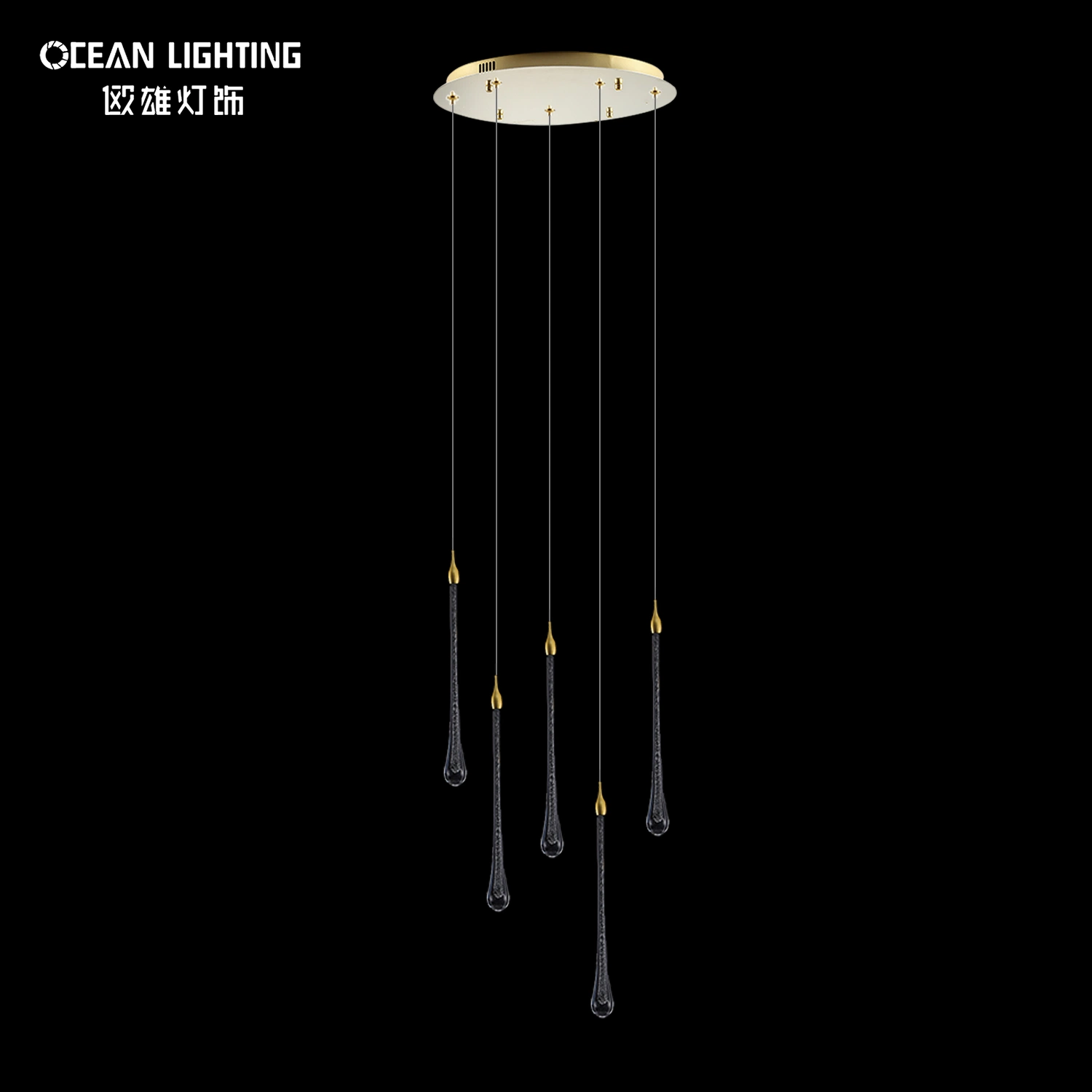 Luxury Long Water Drop Interior Crystal Lighting Chandelier Pendant Lamp