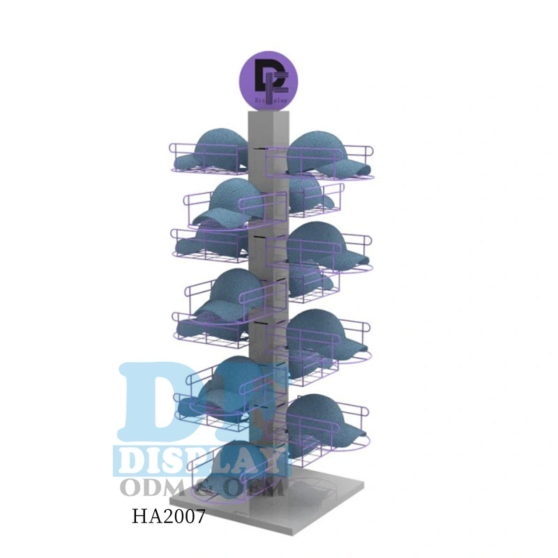 Floor Hat Display Rack Hanging Hat Holder Multi-Layer Metal Wall Hanger Baseball Display Floor Stand Free Stand Shelves