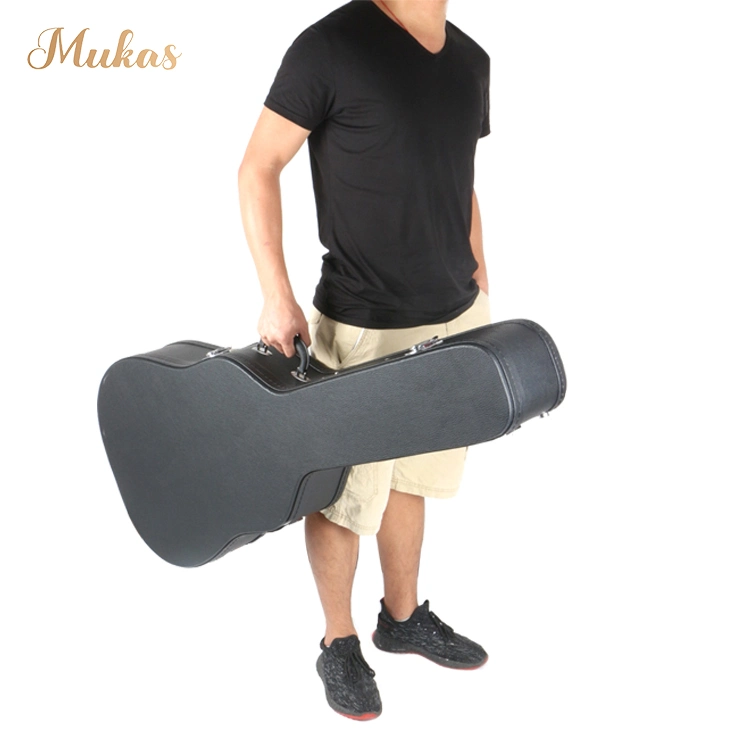Customized Musical Instrument Case Wooden+Sponge+PU Leather Clip on Lock Easily Musical Bag Portable 40inch 41inch Wooden Guitar Case