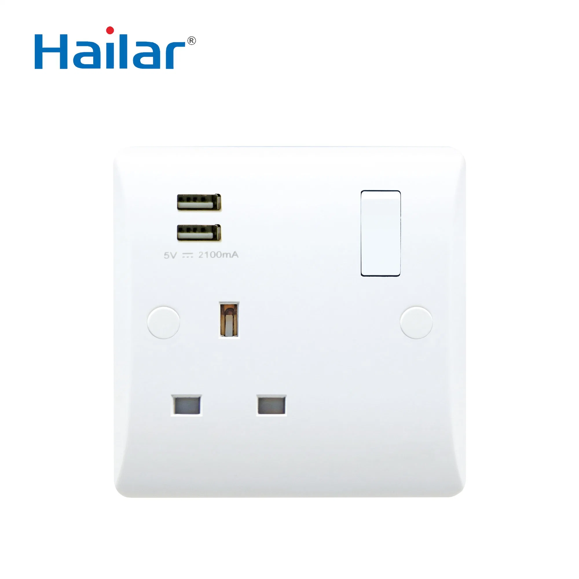 Hailar UK Standard White 1gang Switch Socket with USB