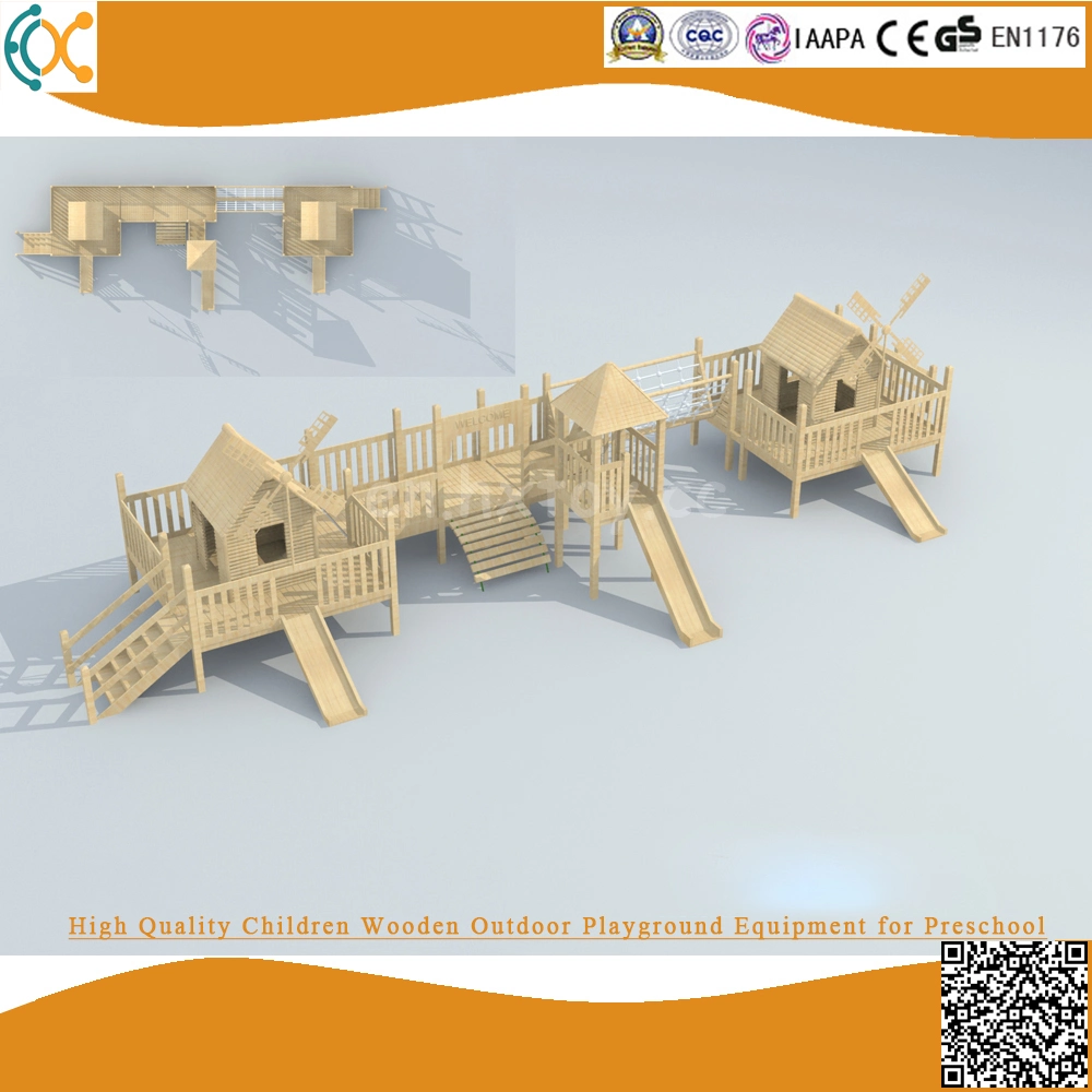 Children Outside Wood Slide Wooden Outdoor Playground Equipment for Kids