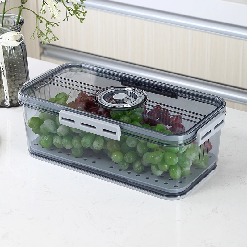 BPA Free Stackable Fridge Storage Container Pet Fridge Food Storage Box with Drain Board