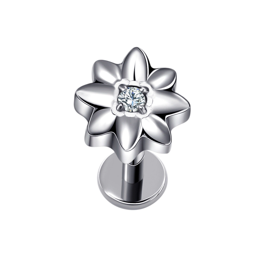 Eternal Metal New Item G23 Titanium Piercing Threadless Labret Flower Top Titanio Piercing Jewelry Wholesale Body Piercings