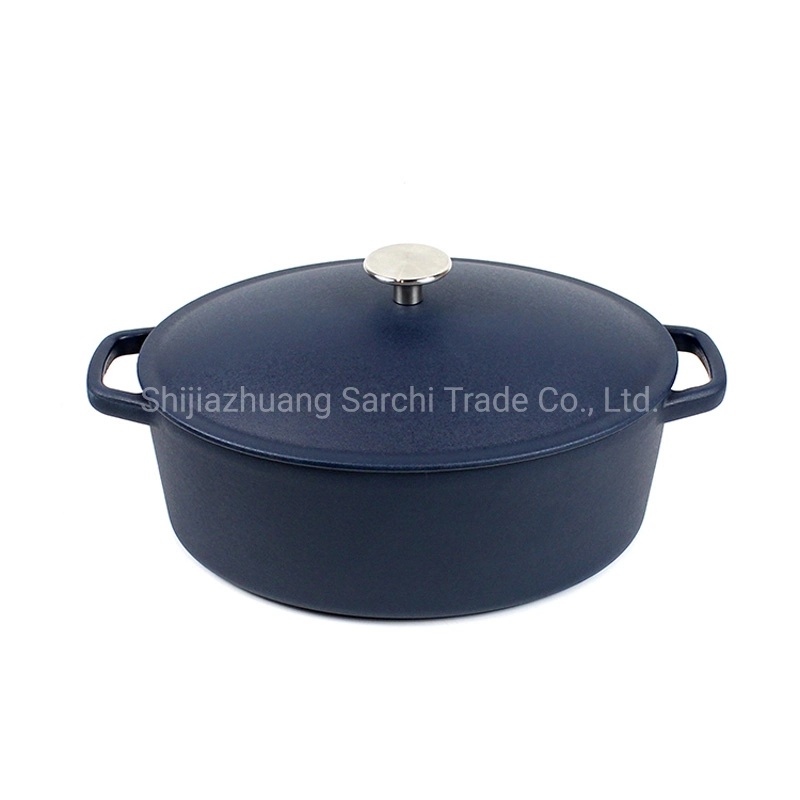 Cast Iron Big Matte Beauty Blue Enamel Cooking Casserole Oval Roaster Dutch Oven