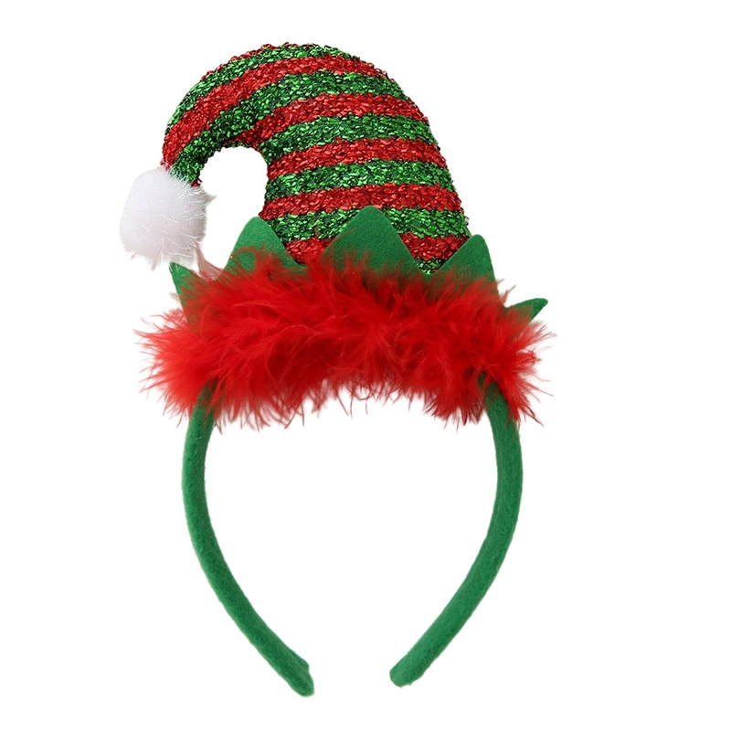 Christmas Decorations Hat Luminescent Headband Ribbon LED Glitter Hair Accessories Christmas Hair Clasp Hairhoop Party Stage Performance Christmas Haird Band