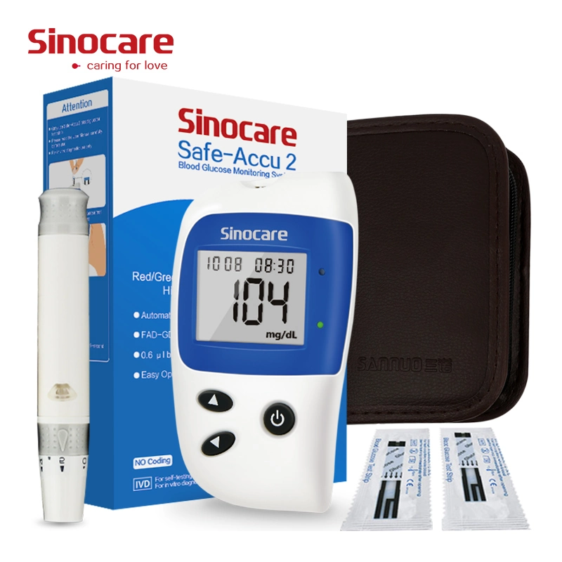 Sinocare Home Care Klinische Bluttestmaschine Rapid Quick 10sec Blutzuckermessgerät 0,6UL mit Blutzuckermessgerät