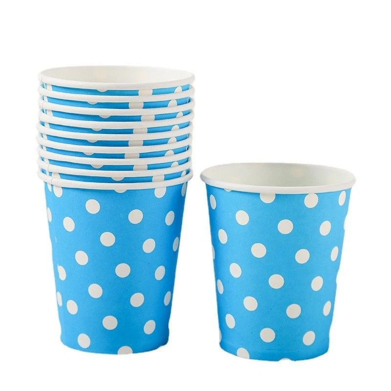 100% ecológico Biodegradable Compostable Color Polka Party vajilla vaso de papel