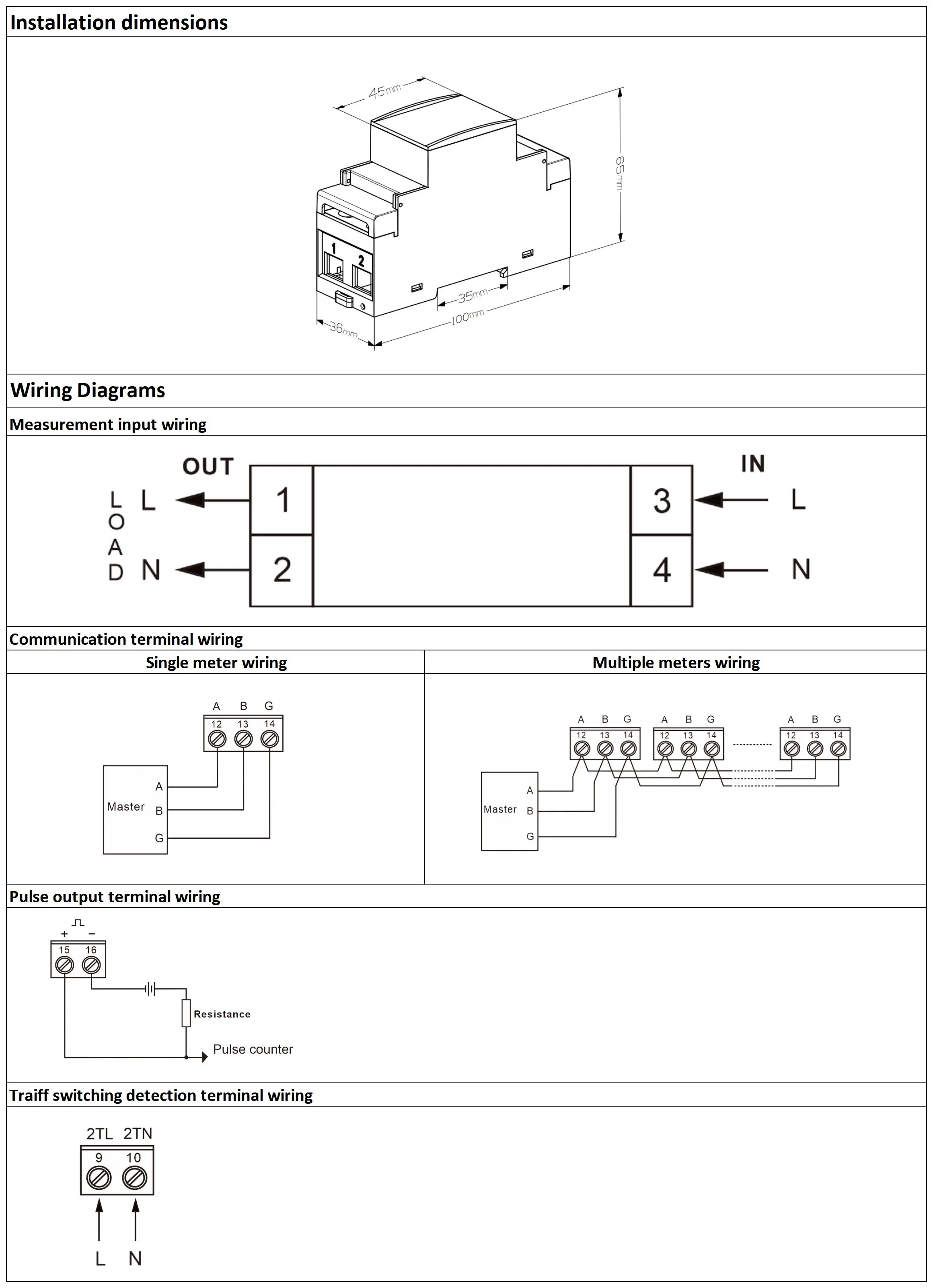 Dac2100 DIN Rail Single Phase Modbus Smart Electric Energy Meter