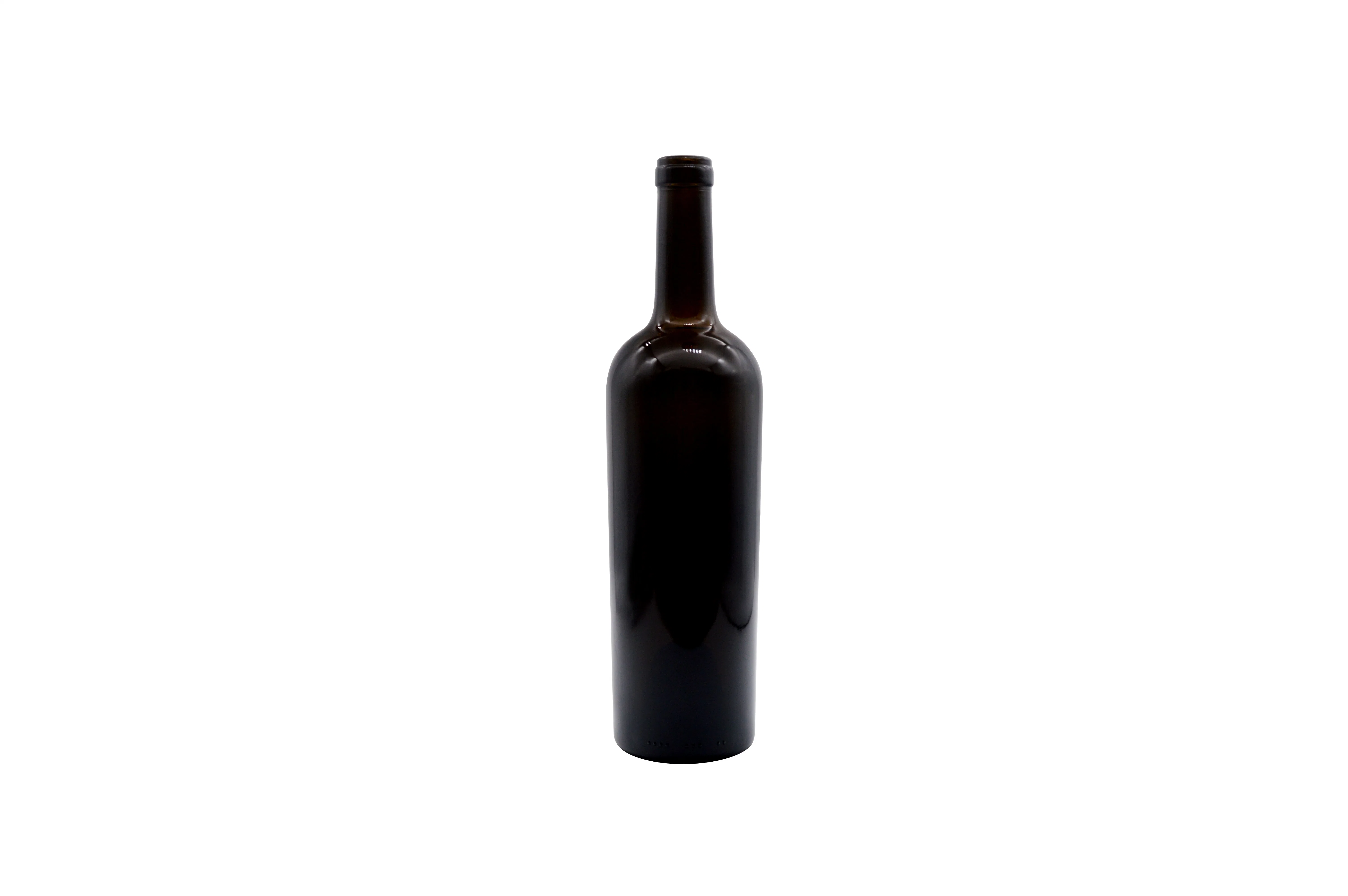 High Quality Empty Clear Antique Dark Green Bordeaux Glass Wine Bottle