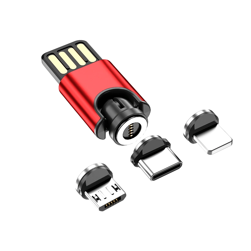 شاحن USB سريع مغناطيسي صغير إرسال بيانات 5سن 540 درجة التدوير بدون سلك على شكل L واستخدام مستقيم 2 بوصة 1