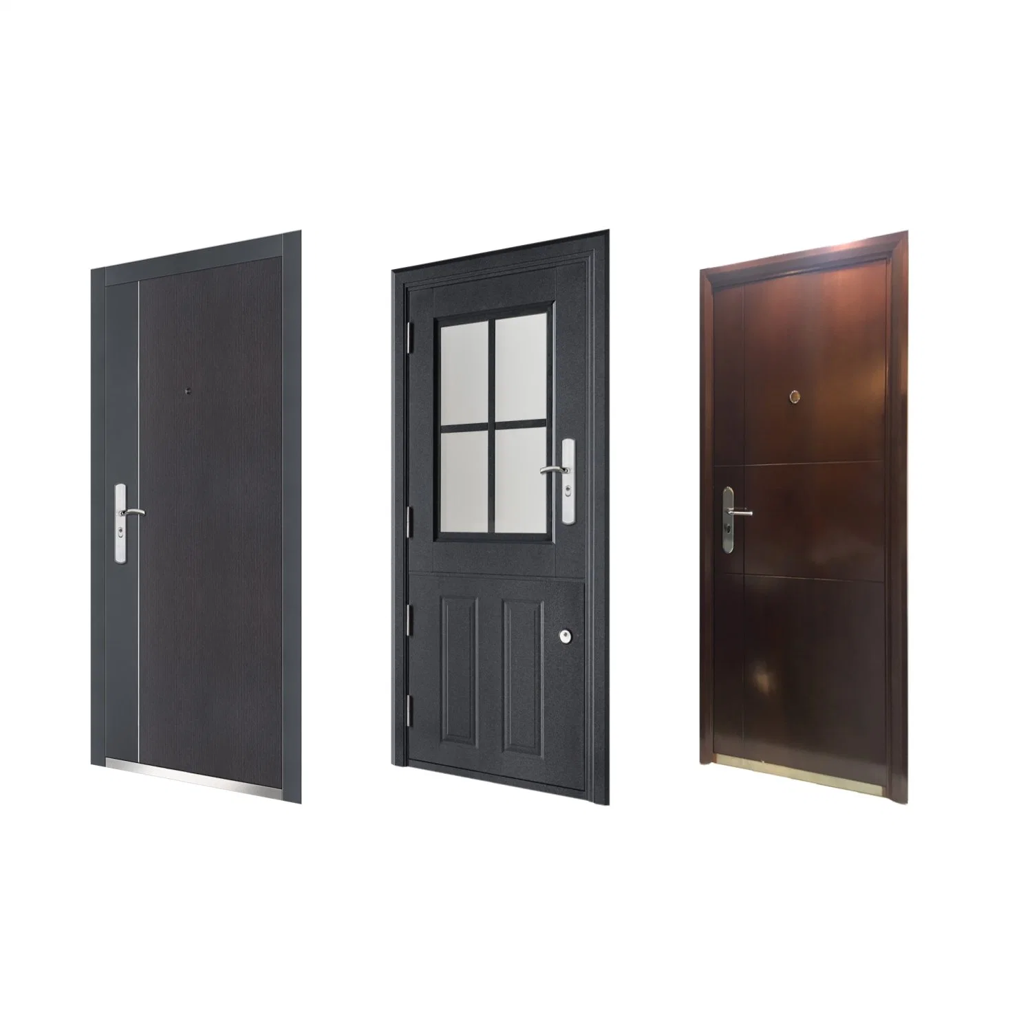 Iron Door Metal Security Steel Wooden Armored Door for Home Gate