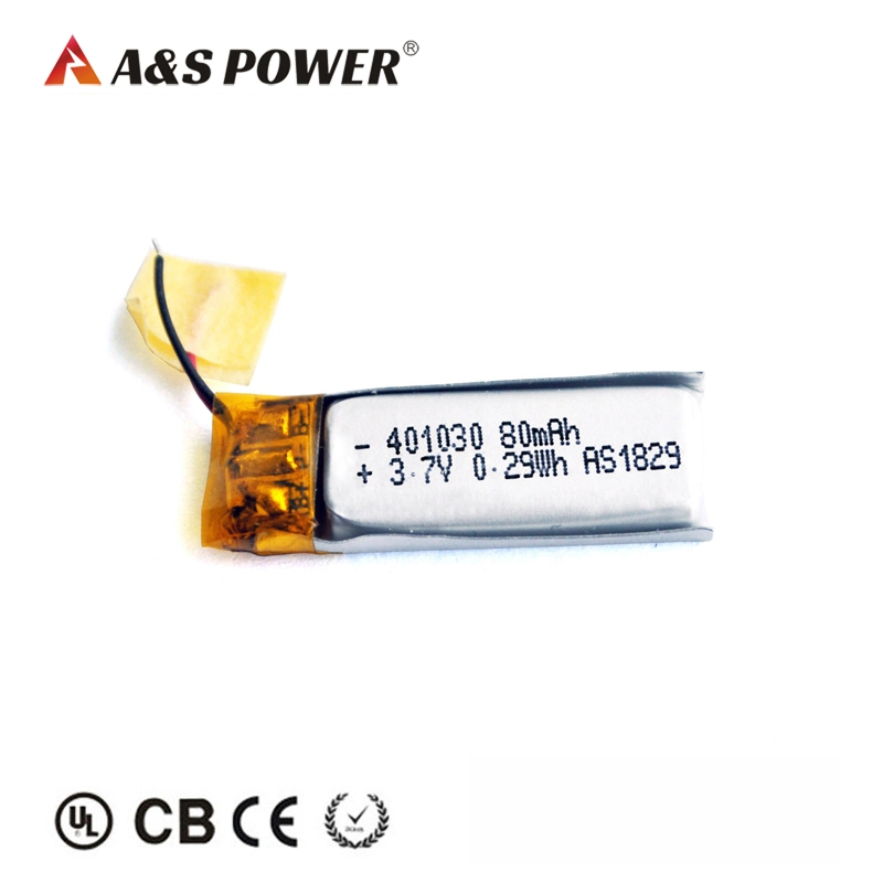 Batterie Li-polymère 401030 batterie rechargeable lithium 3,7V 80mAh samll industrielle